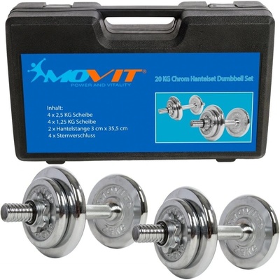 MOVIT Set chrómových činiek s kufríkom 2x 10kg