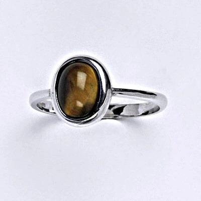 Čištín Zlatý prsten přírodní Tygří oko bílé i žluté zlato T 1355