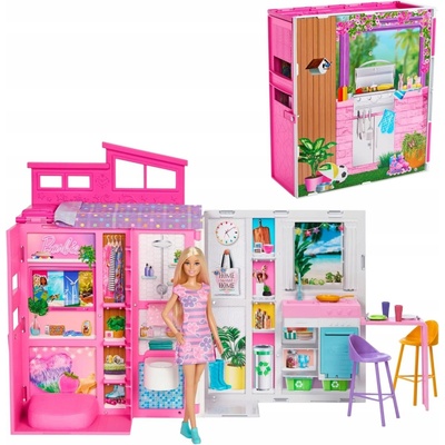 Barbie Skládací domeček pro panenky s panenkou