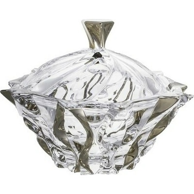 Crystal Bohemia Krištáľová dóza Samboa platinum 21 cm