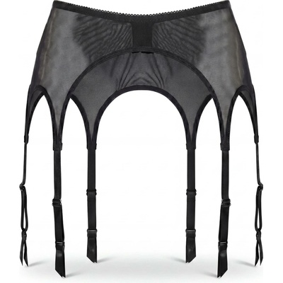 Glamory podvazkový pás Garter Belt z pružné síťoviny se 6 kovovými přezkami Glamory black – Zboží Dáma