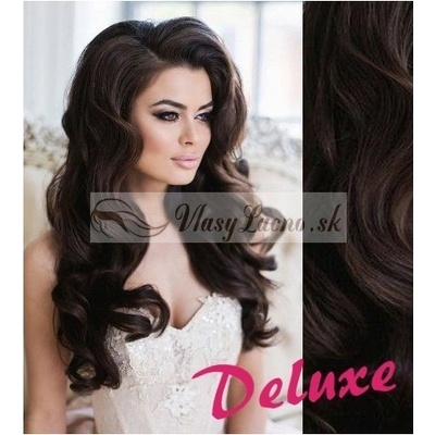 DELUXE prírodné čierne Clip in vlasy vlnité 50-53 cm