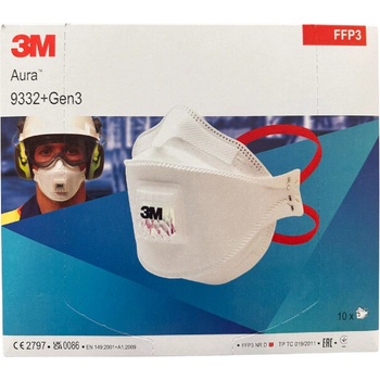 3M 9332 + Gen3 filtračná polomaska s ventilom respirátor Aura, trieda ochrany FFP3