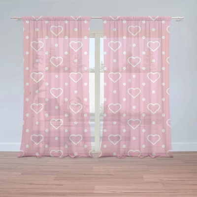 Sablio Záclony Srdce a bodky: 2ks 150x250cm