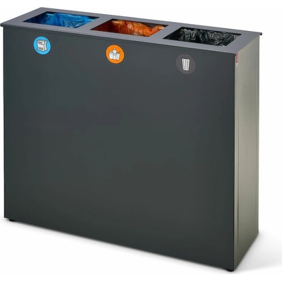 Lune sestava na tříděný odpad Crafter, antracitová, lakovaná ocel, sestavitelná, 3 x 34 l 80271000
