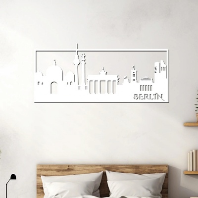 dřevo života Dřevěná dekorace na zeď BERLIN Rozměry (cm): 95x27, Zvolte barvu dekoru: Bílá