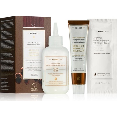 Korres Argan Oil permanentní barva na vlasy s arganovým olejem 5.6 Red Light Brown 50 ml