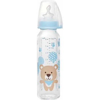 Nip Бебешко стъклено шише NIP - Flow M, 0-6 м, 250 ml, boy (4000821350717)