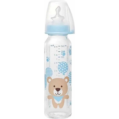 Nip Бебешко стъклено шише NIP - Flow M, 0-6 м, 250 ml, boy (4000821350717)