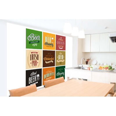DIMEX ART Самозалепваща се флизелинова фототапета комплект етикети за бира 375 x 250 см