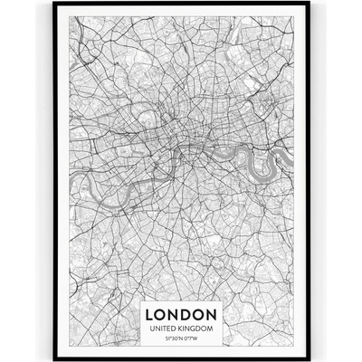 Plakát / Obraz Mapa London 30 x 40 cm Tiskové plátno