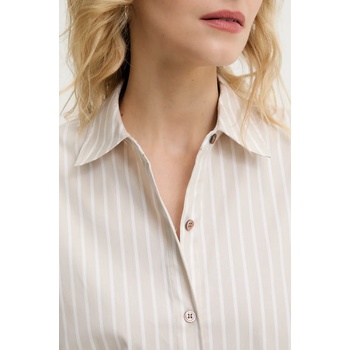 Theory Риза Theory дамска в бежово със стандартна кройка с класическа яка P0204503 (P0204503)