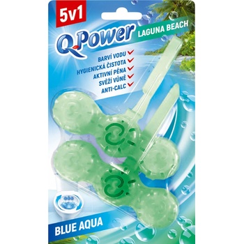 Q Power tuhý WC blok Blue Aqua Laguna Beach 2 x 40 g