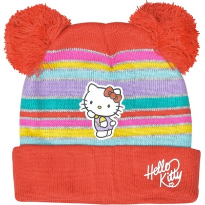 Čepice Hello Kitty červená s bambulkama