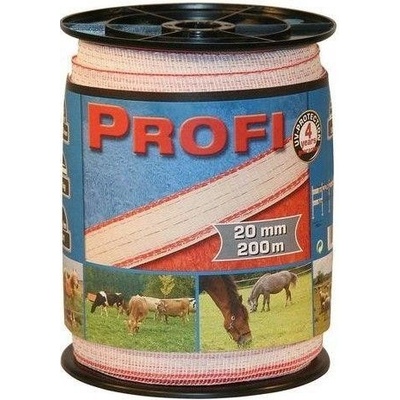 Páska PROFI pro el. ohradník, 20 mm x 200 m, 6x TriCOND 0,3 mm, bílo-červená
