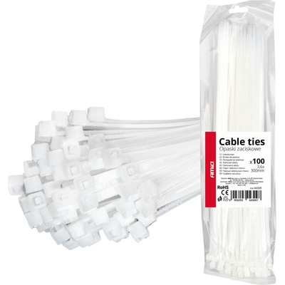 Amio 04309 Upínacie pásky biele 3,6 × 300 mm 100 ks