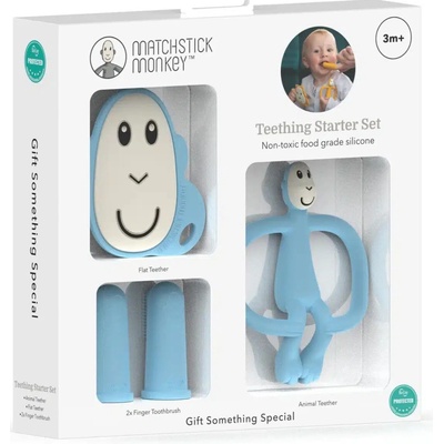 Matchstick Monkey štartovací set na prerezávanie zúbkov - light blue