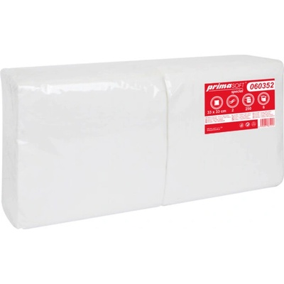 PrimaSoft Ubrousky 33x33cm 2-vr. cel. extra bílá 8x250ks 060352