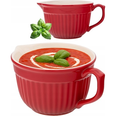 Altom Design Keramická miska s uchem a výlevkou Red Chilli 13,5 cm 0,55 l