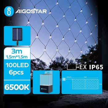 Aigostar - LED соларен гирлянд 100xLED/8 функции 4, 5x1, 5m IP65 студено бяло (AI0439)