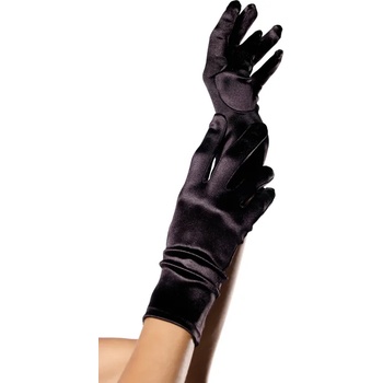 Image 1 of Leg Avenue Wrist Length Satin Gloves 2B Black