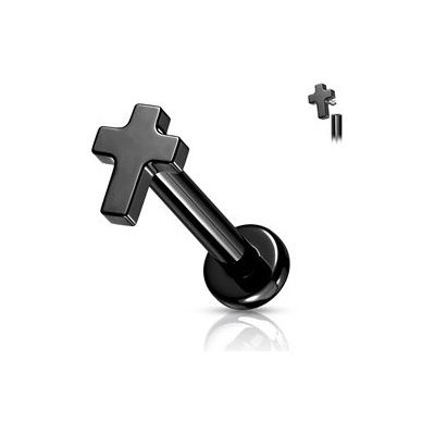Šperky4U piercing do brady labreta titan kříž TIT1100K-1206