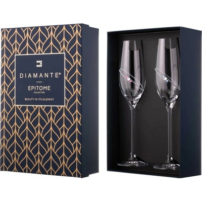 Swarovski Diamante poháre na šampanské Diamond Ring s kryštálmi 2 x 210 ml