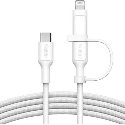 Belkin CAC003hq1.5MWH 2v1, USB-C + Lightning, bílý