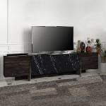 TopMebel Veyron TopMebel меламинов ТВ шкаф в черен антрацит - черен мраморен ефект 180x32, 3x45cm
