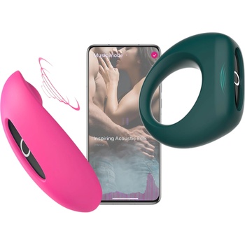 Magic Motion - комплект за вибрация за двама (розово-зелено)