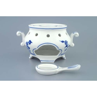 Cibulák Ohřívač komplet 14 cm originální cibulákový porcelán Dubí, cibulový vzor,