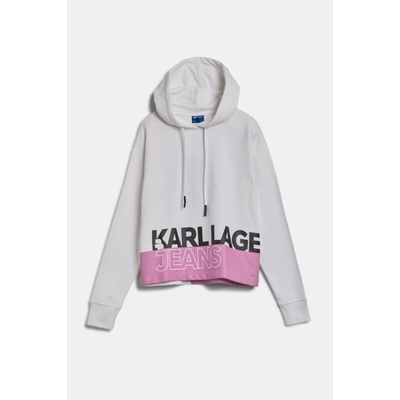 Karl Lagerfeld Jeans dámska s kapucňou s potlačou 245J1803 biela