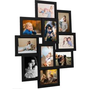 vidaXL Фоторамка колаж за 10 снимки (10х15 см), черна, МДФ (332782)