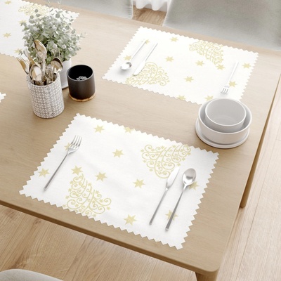 Goldea vianočné prestieranie teflónové zlaté vianočné stromčeky a hviezdičky 2ks 30x40 cm