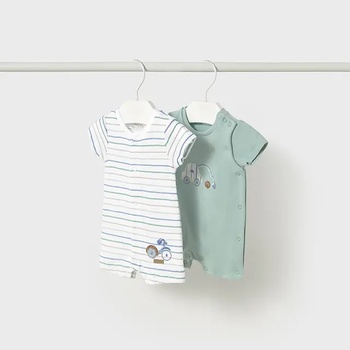 Mayoral Сет 2 гащеризона къси в зелено с коли за бебе момче Майорал