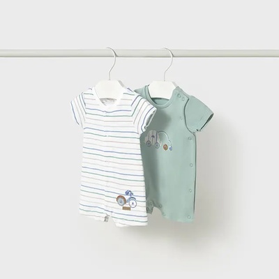 Mayoral Сет 2 гащеризона къси в зелено с коли за бебе момче Майорал