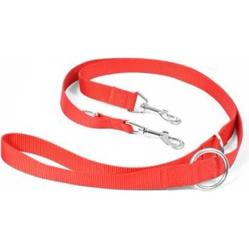 Duvo Plus Lead Nylon Adjustable - Регулируем повод (от 120 см. до 200 см. ) с 2 карабинера за две кучета или прикрепяне към колан 200 см. /25 мм. черен