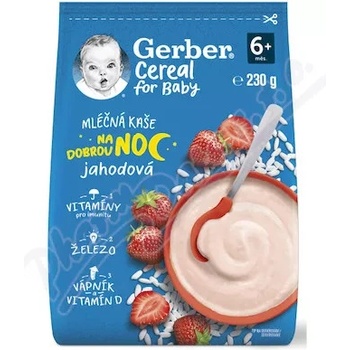 Gerber Cereal mléčná kaše jahodová Dobrou noc 230 g