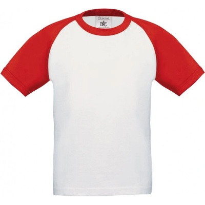 B&C tričko Base-Ball biele-červené