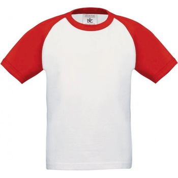 B&C tričko Base-Ball biele-červené