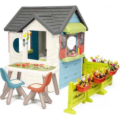 Smoby Domček s reštauráciou a obchodom so stolom Chef House Life rozšíriteľný so záhradkami