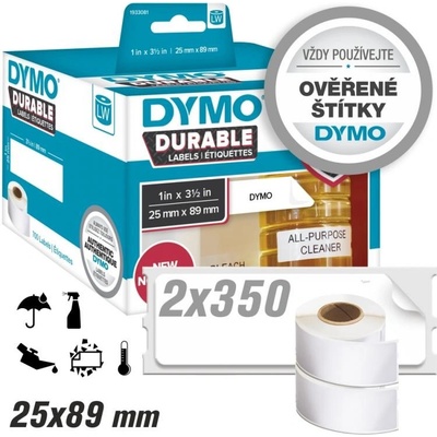 Dymo 89mm x 25mm, bílé, 2x350 ks, 1933081