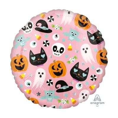 Amscan Fóliový balón zábavný Halloween ružový 43 cm