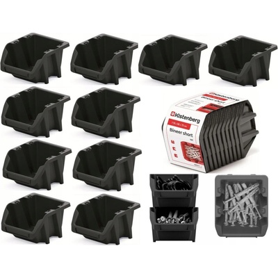 Prosperplast BINEER SHORT SET Plastové úložné boxy 10 kusov, 180x98x118mm, čierny KBISS12