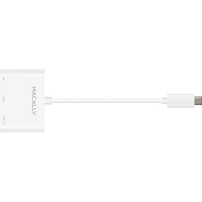 Macally USB-C Multiport Adapter 4K - адаптер за свързване от USB-C към HDMI 4K, USB-C, USB-A (бял)