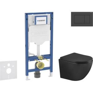 Geberit Duofix - Комплект за монтаж пред стена, тоалетна Oudee и седалка със система „softclose, бутон Sigma20, матово черно/черно SANI11CA5503 (SANI11CA5503)