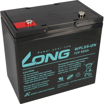 Long Aкумулаторна батерия Long WPL55-12N, 12V 55Ah F8, за UPS, 135 х 207 х 226 мм (WPL55-12N)