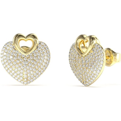 Guess třpytivé srdíčkové náušnice Crazy In Love JUBE05213JWYGT/U