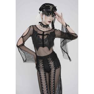 Devil fashion дамски мрежест топ с дълъг ръкав DEVIL FASHION - Bat Punk - черен - TT306