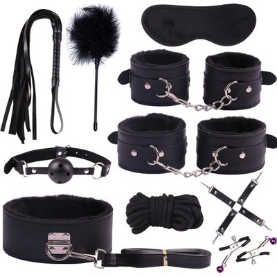 Bondage sada Black Litchi Pattern Kit 10 dílů